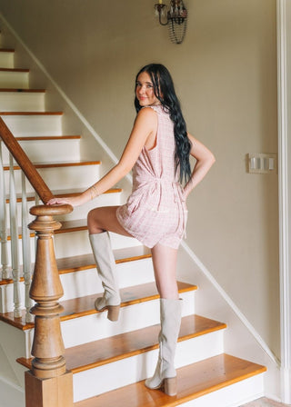 Poppy Pink Plaid Button Up Romper | Select Trends Boutique
