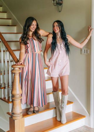 Poppy Pink Plaid Button Up Romper | Select Trends Boutique