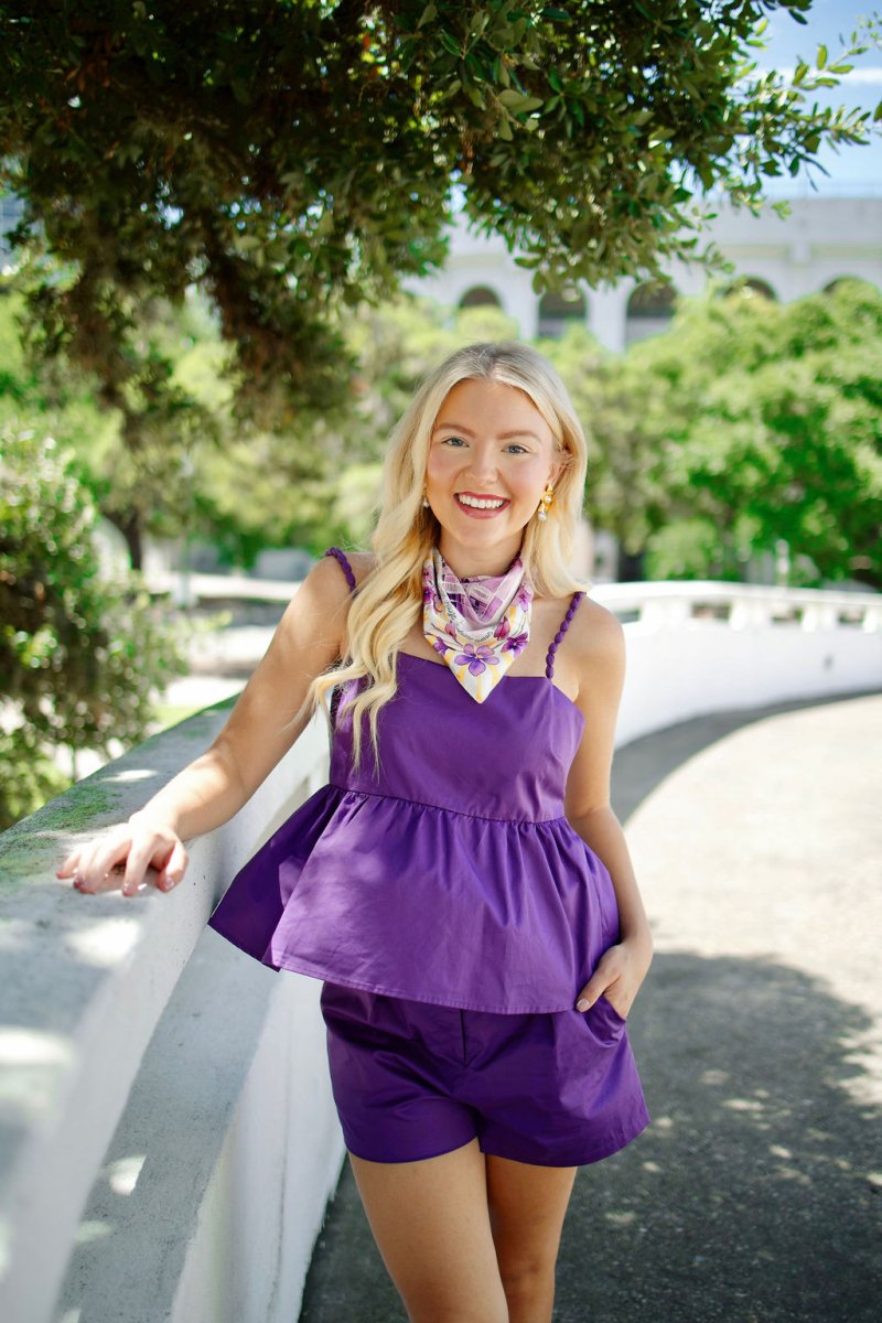 Purple Beaded Detail Short Set
