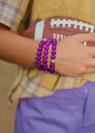 Purple Beaded Stretchy Bracelet Set | Select Trends Boutique
