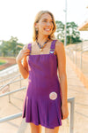 Purple Buckle Strap Pleated Mini Dress - Select Trends Boutique