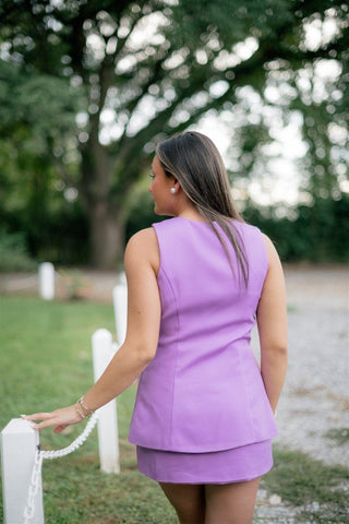 Purple Button Up Sleeveless Romper - Select Trends Boutique