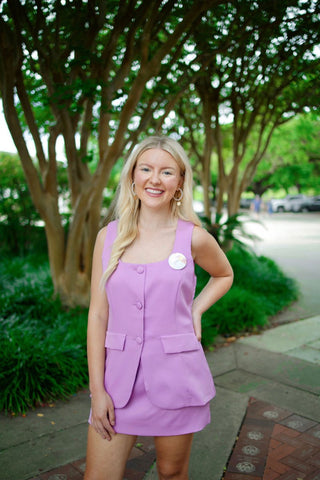 Purple Button Up Sleeveless Romper | Select Trends Boutique