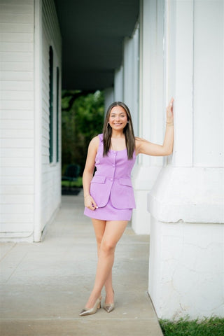 Purple Button Up Sleeveless Romper - Select Trends Boutique