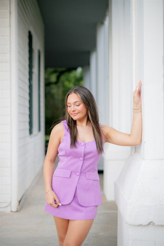 Purple Button Up Sleeveless Romper