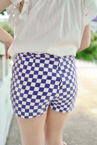 Purple Checkered Faux Wrap Mini Skort | Select Trends Boutique