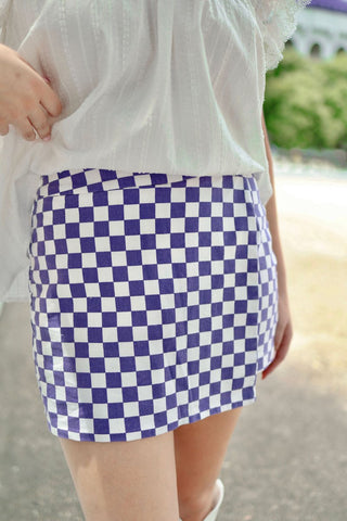 Purple Checkered Faux Wrap Mini Skort | Select Trends Boutique