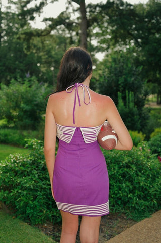 Purple Contrast Detail Halter Dress | Select Trends Boutique