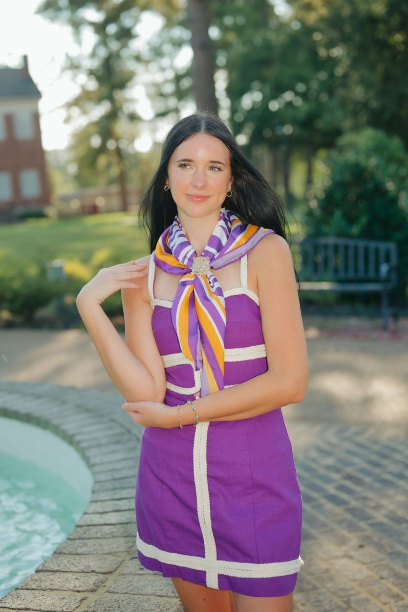 Purple Contrast Trim Mini Dress