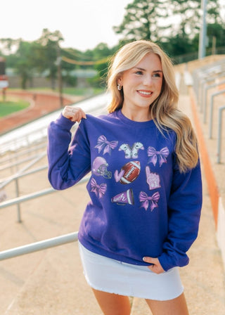 Purple Coquette Football Crewneck | Select Trends Boutique