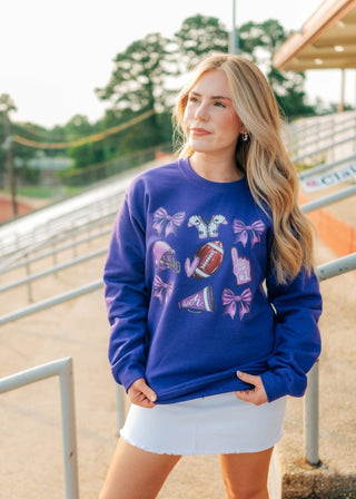 Purple Coquette Football Crewneck | Select Trends Boutique