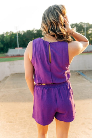 Purple Elastic Waist Romper | Select Trends Boutique