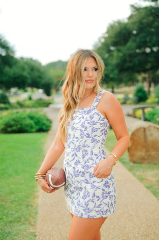 Purple Floral Jacquard Mini Dress | Select Trends Boutique