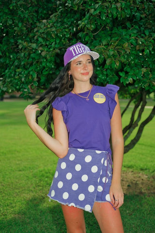 Purple Flutter Sleeve Top | Select Trends Boutique
