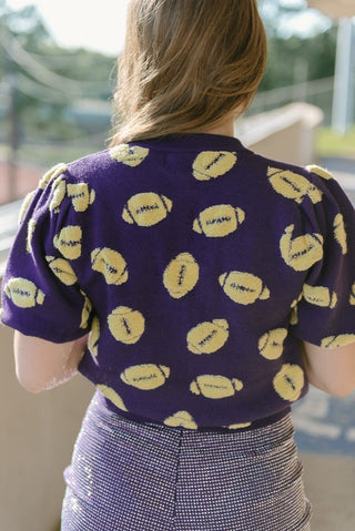 Purple Football Pattern Knit Top | Select Trends Boutique