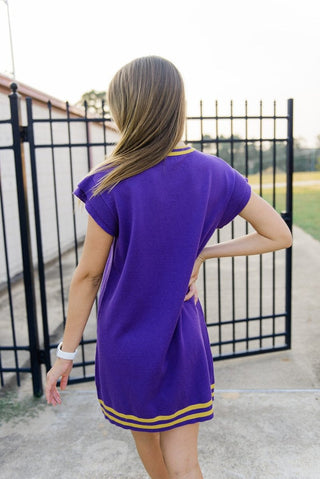 Purple Gameday Tinsel Knit Dress - Select Trends Boutique