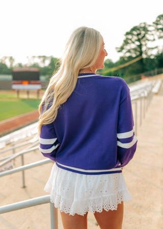 Purple Gameday Varsity Sweater - Select Trends Boutique