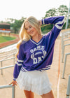 Purple Gameday Varsity Sweater - Select Trends Boutique