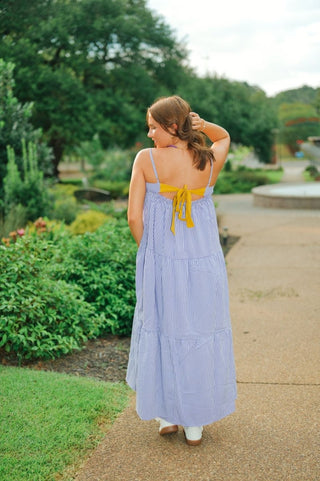Purple Gingham Tie Back Maxi Dress | Select Trends Boutique