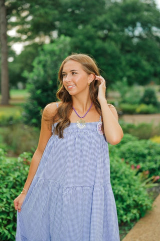 Purple Gingham Tie Back Maxi Dress | Select Trends Boutique