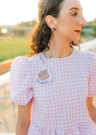 Purple Girl Dinner Gameday Button - Select Trends Boutique