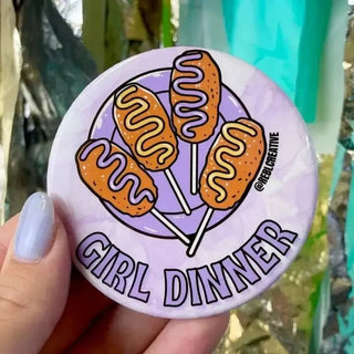 Purple Girl Dinner Gameday Button - Select Trends Boutique