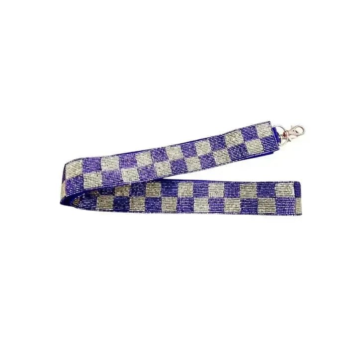 Purple & Gold Checkered Bag Strap