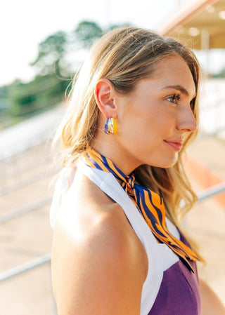 Purple & Gold Chunky Hoops - Select Trends Boutique