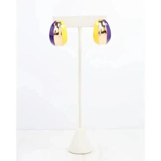 Purple & Gold Chunky Hoops - Select Trends Boutique