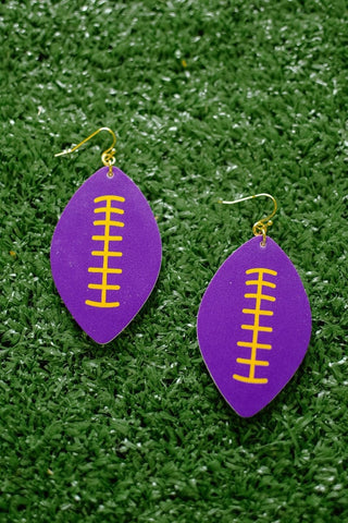 Purple & Gold Football Earrings - Select Trends Boutique