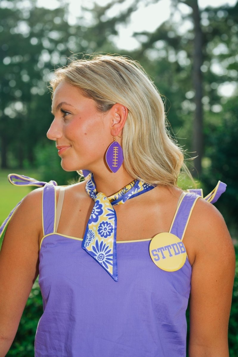 Purple & Gold Football Earrings