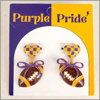 Purple & Gold Football Stud Drops | Select Trends Boutique