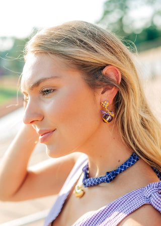 Purple & Gold Football Stud Drops | Select Trends Boutique