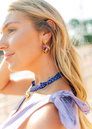 Purple & Gold Football Stud Drops | Select Trends Boutique