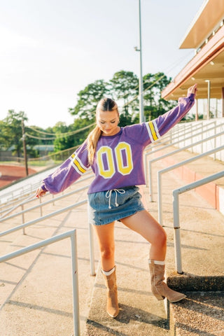 Purple & Gold Longsleeve Jersey Top | Select Trends Boutique