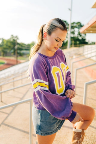 Purple & Gold Longsleeve Jersey Top | Select Trends Boutique
