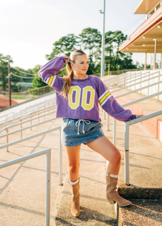 Purple & Gold Longsleeve Jersey Top | Select Trends Boutique