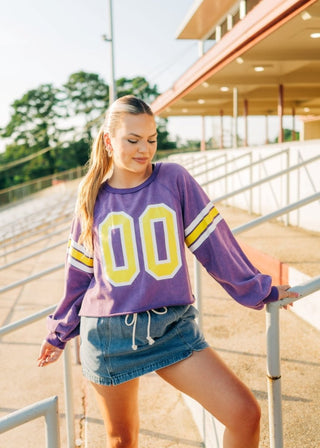 Purple & Gold Longsleeve Jersey Top | Select Trends Boutique