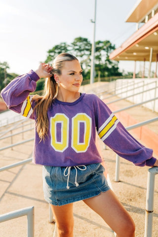 Purple & Gold Longsleeve Jersey Top | Select Trends Boutique