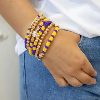 Purple & Gold Paw Print Bracelet Set - Select Trends Boutique