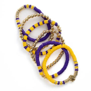 Purple & Gold Paw Print Bracelet Set - Select Trends Boutique