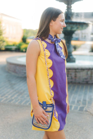 Purple & Gold Scallop Panel Dress | Select Trends Boutique