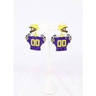 Purple & Gold Sequin Jersey Earrings | Select Trends Boutique