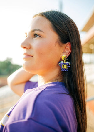 Purple & Gold Sequin Jersey Earrings | Select Trends Boutique