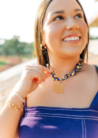 Purple & Gold Tiger Scarf Necklace - Select Trends Boutique