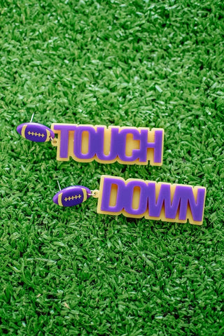 Purple & Gold Touchdown Drop Earrings - Select Trends Boutique