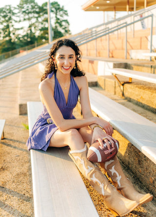 Purple Halter Neck Smocked Romper - Select Trends Boutique