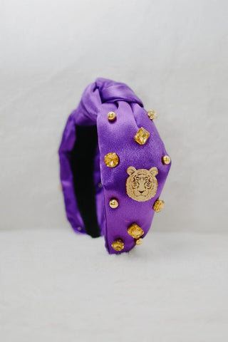 Purple LSU Tiger Jewel Headband - Select Trends Boutique