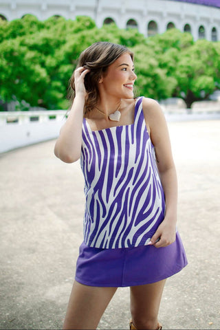 Purple Mid Rise Denim Mini Skort | Select Trends Boutique