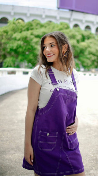 Purple Overall Mini Dress | Select Trends Boutique
